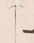Giacca camicia beige con dettagli logo Fendi