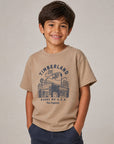 T-shirt verde con stampa logo Timberland a contrasto blu