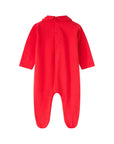 Tutina rossa con patch orsetto con fiocco e logo Nanan frontale