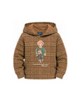 Felpa con cappuccio a fantasia marrone e stampa logo Ralph Lauren
