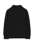 Polo in filo di cotone nero con logo Burberry frontale