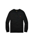 T-shirt nera manica lunga con logo Ralph Lauren cucito rosso