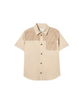 Camicia mezze maniche beige con dettagli logo Fendi
