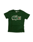 T-shirt verde con dettaglio patch coccodrillo grande Lacoste
