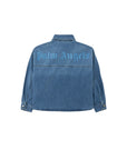 Giubbino di jeans blu con stampa logo Palm Angels