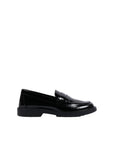 Mocassino in pelle nero con stampa logo Fendi a contrasto
