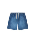 Bermuda blu di jeans con stampa logo Palm Angels