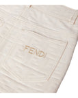 Gonna in cotone panna con logo Fendi
