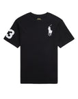 T-shirt nera con logo Ralph Lauren cucito a contrasto bianco
