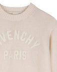 Maglione in misto lana panna con logo Givenchy cucito frontale