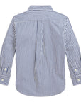 Camicia a righe bianca e blu con logo cucito Ralph Lauren
