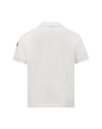 Polo bianca con dettaglio gommato logo Moncler
