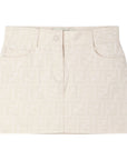 Gonna in cotone panna con logo Fendi