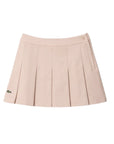 Gonna beige con plisse e logo Lacoste cucito frontale