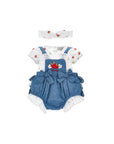 Pagliaccetto blu con dettagli cuciti Monnalisa