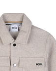 Giacca camicia in panno beige con logo in metallo Boss