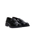 Mocassino in pelle nero con stampa logo Fendi a contrasto