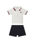Completo polo e bermuda con dettagli logo Moncler