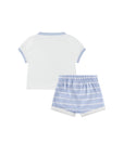 Completo t-shirt e pantaloncino bianco e azzurro Lacoste