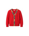 Cardigan rosso con dettagli check Burberry