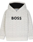 Felpa beige con cappuccio e con dettagli logo Boss