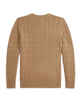 Maglione beige con logo Ralph Lauren cucito frontale