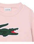 Felpa rosa con patch Lacoste cucito frontale