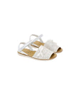 Sandali bianchi con dettagli strass e logo Monnalisa