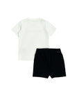 Completo t-shirt bianca e bermuda blu Moncler