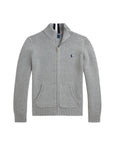 Maglione con zip e logo Ralph Lauren cucito frontale a contrasto
