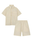 Completo camicia e bermuda beige con dettagli logo Givenchy