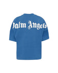 T-shirt blu con stampa logo Palm Angels