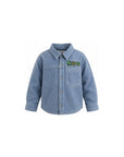 Camicia a costine in velluto azzurro con dettagli cuciti Billieblush