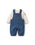 Salopette e t-shirt panna con dettagli logo Timberland