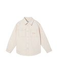 Giacca camicia in cotone panna con logo Fendi