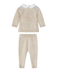 Completo beige 2 pezzi in filo misto cashmere con dettagli logo Nanan
