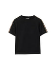 T-shirt nera con dettagli check Burberry