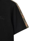 T-shirt nera con dettagli check Burberry