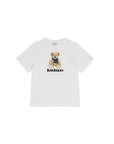 T-shirt bianca con stampa orso e logo Burberry