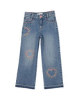 Jeans blu con borchie applicate a forma di cuore Billieblush