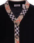 Cardigan nero con dettagli check Burberry