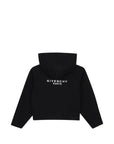 Felpa nera con zip e cappuccio con stampa logo Givenchy a contrasto