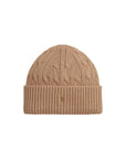 Cappello in maglia marrone con logo Ralph Lauren cucito frontale