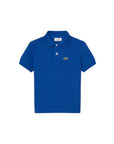 Polo blu con patch logo Lacoste