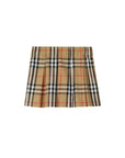 Gonna a pieghe beige con stampa check Burberry