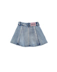 Gonna di jeans blu con dettagli fiori cuciti Monnalisa