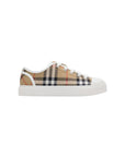Scarpe con stampa check e logo Burberry sul retro
