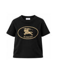 T-shirt nera con stampa logo Burberry frontale