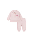 Completo in felpa rosa con dettagli logo Lacoste