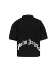 Camicia nera a mezze maniche con stampa logo Palm Angels